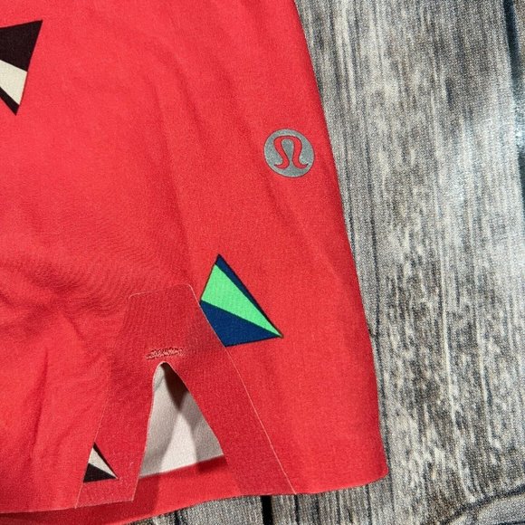 Lululemon El Current Board Swim Short Trunks 34x10 Men Red Print Pattern Stretch - Picture 5 of 9